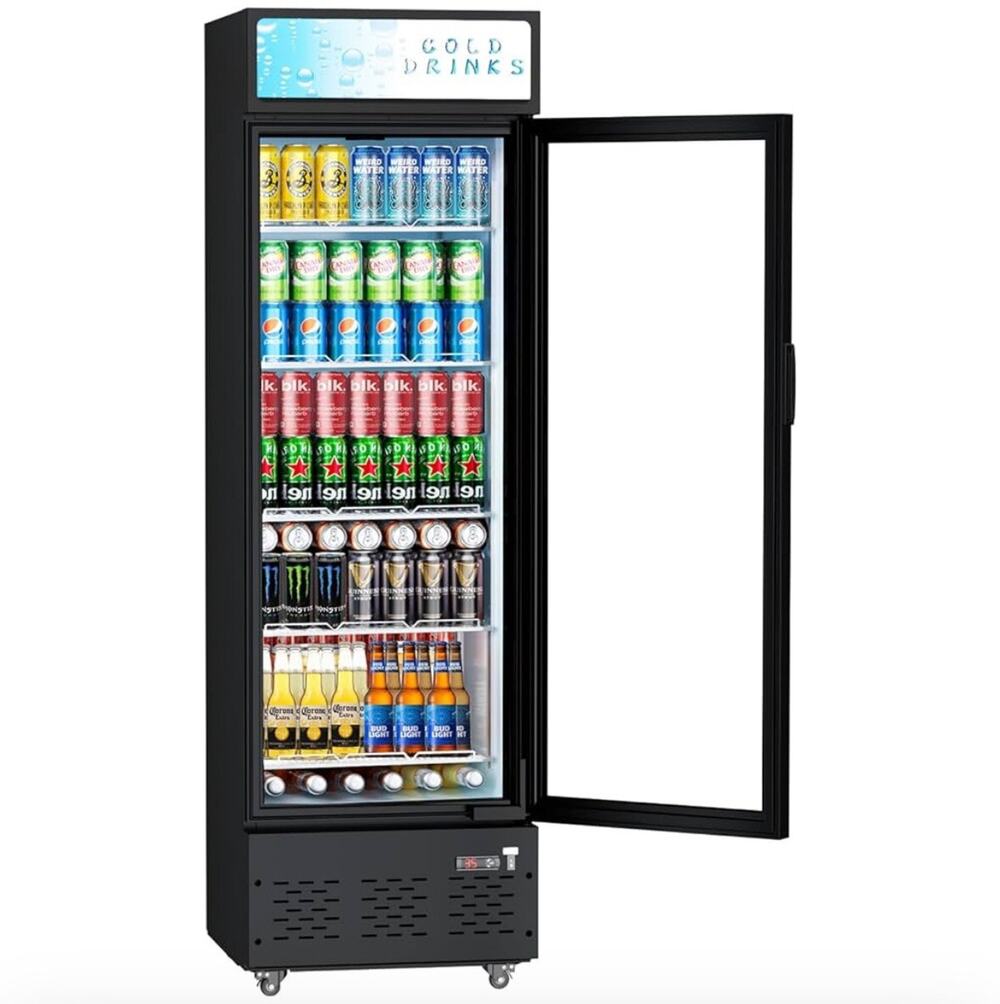 Commercial Beverage Fridge Glass Door Led Lights 12 Cu Ft Adjustable Shelves
